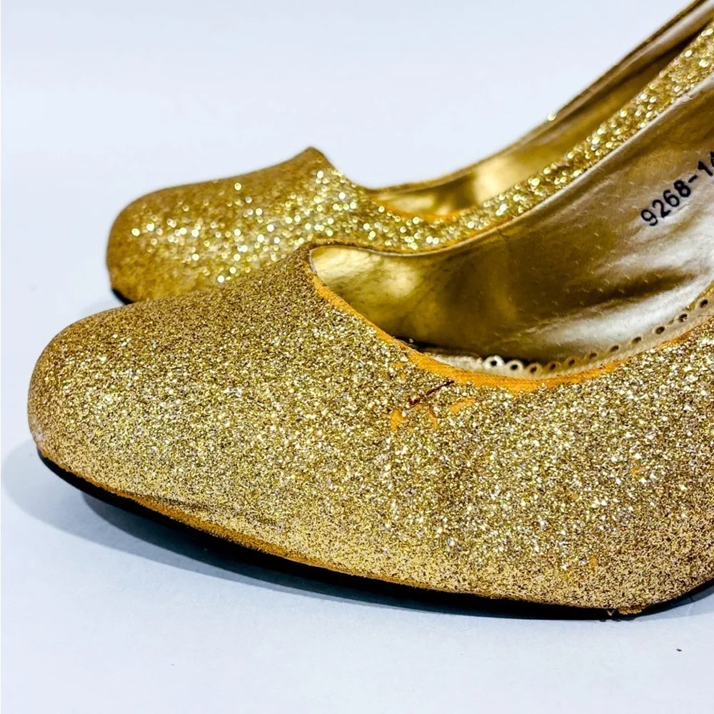 Noblez Gold Glitter High Heels Size 9.5 - Picture 6 of 8